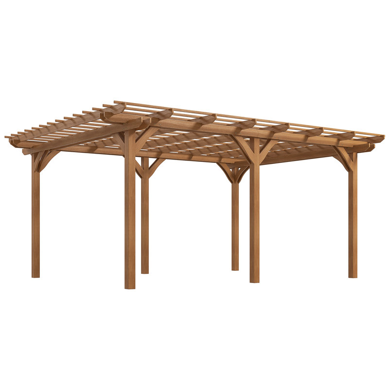 Outsunny 12' x 16' Outdoor Pergola, Wood Gazebo Grape Trellis with Stable Structure for Climbing Plant Support, Garden, Patio, Backyard, Deck, Brown