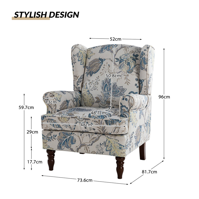 Upholstered Armchair, Blue