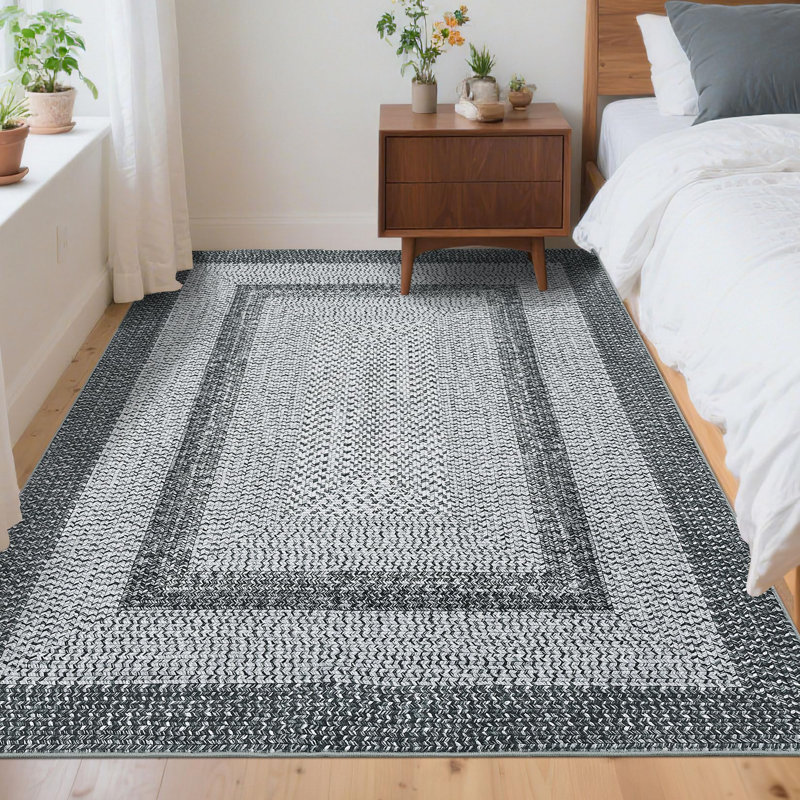 Tapis lavable à la machine Farmhouse, Gris, Rectangulaire 3 pi x 5 pi