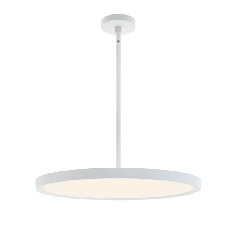 Luminaire suspendu simple en forme de cercle à 1 lumière DEL, 1" H x 24" W x 24" D, White