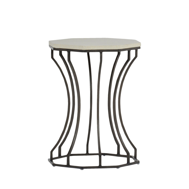Audrey Side Table, Charcoal/Travertine Superstone