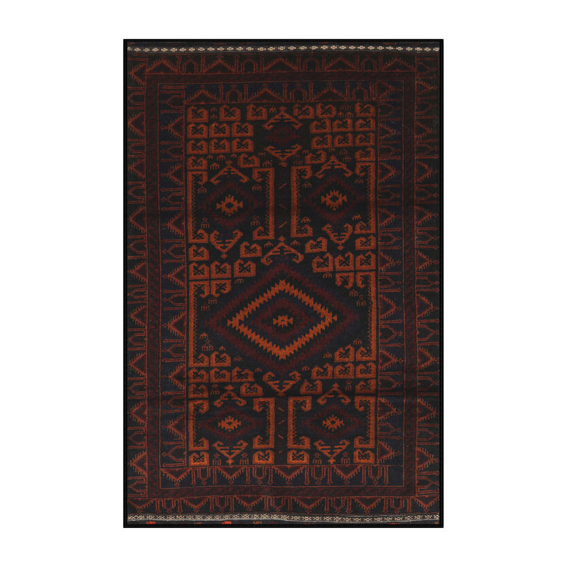 Tapis oriental noir / rouge, Rectangle 5 pi x 7 pi