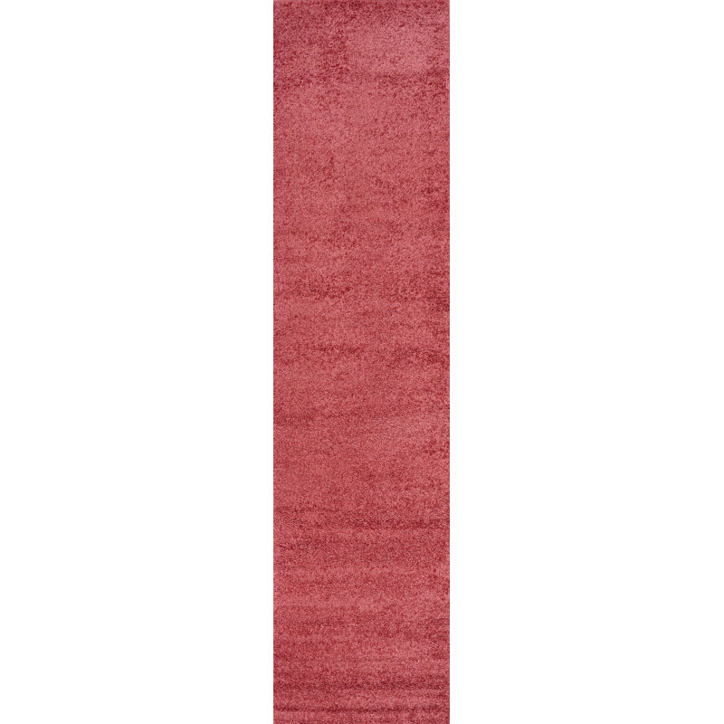 Asalia Solid Low-Pile Red Rug, Runner 2' x 14'