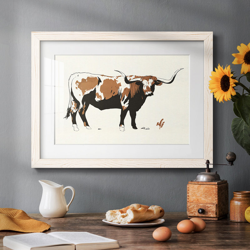 Terre Cotta Steer I, reproduction d'art encadrée, Blanc, H 18 po x l 26 po x P 1,5 po
