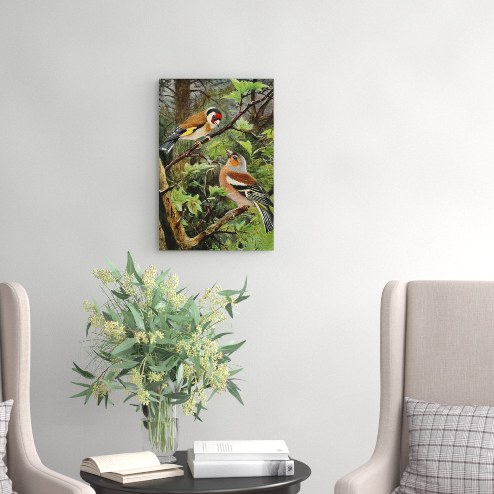 Vintage Goldfinch and Chaffinch by Wilhelm Kuhnert - Wrapped Canvas