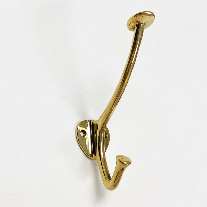 Polished Unlacquered Brass Wall Robe Coat Hook