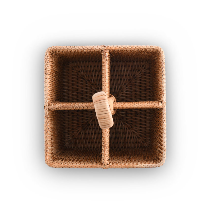 Hand Woven Rattan Wicker Flatware Caddy