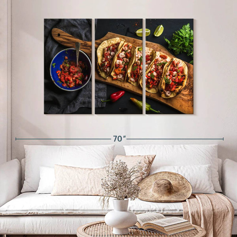 Yarlin Shrimp Tacos, 32" H x 50" W