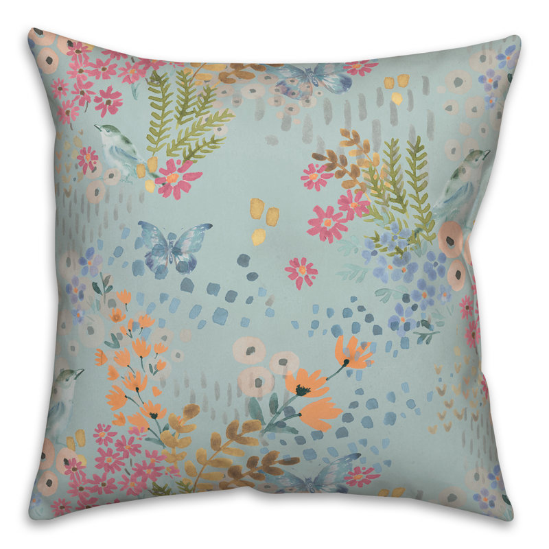 Coussin Floral, Bleu