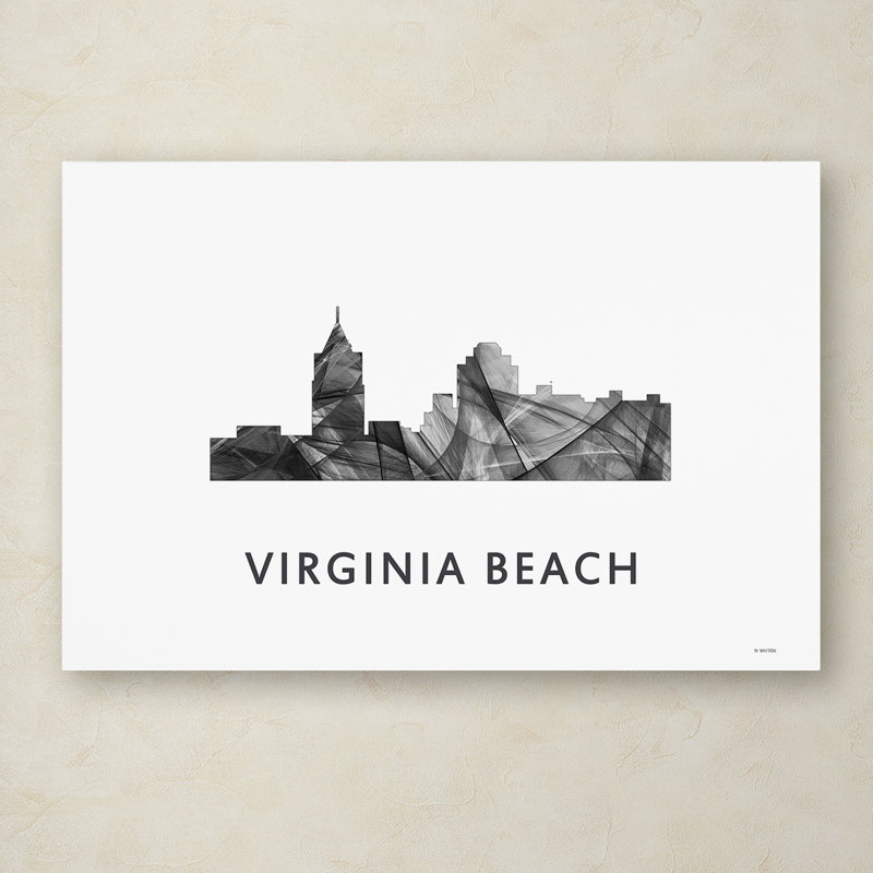 « virginie beach-horizon wb wb-bw », impression sur toile tendue, H 30 po x l 47 po x P 2 po