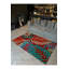 Tapis décoratif moderne à motif de feuilles d'arbre lavable à la machine bleu et rouge-120333952