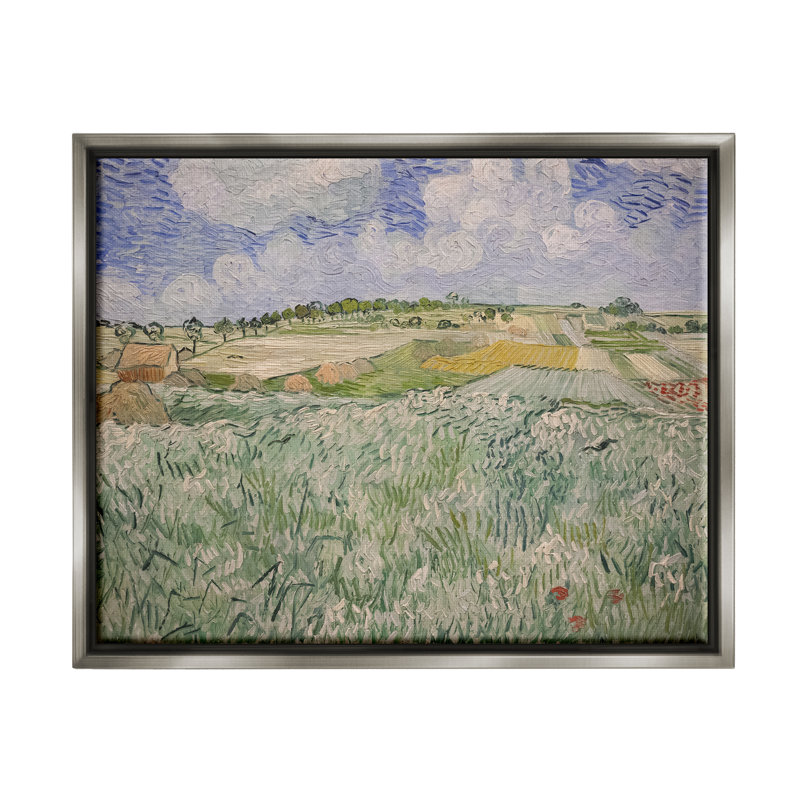 Plain Near Auvers Van Gogh Classic par Vincent Van Gogh - Peinture, H 25 po x l 31 po x P 1,7 po, Cadre flottant gris lustré