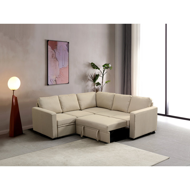 Sectional Sofa Bed, BEIGE, Beige