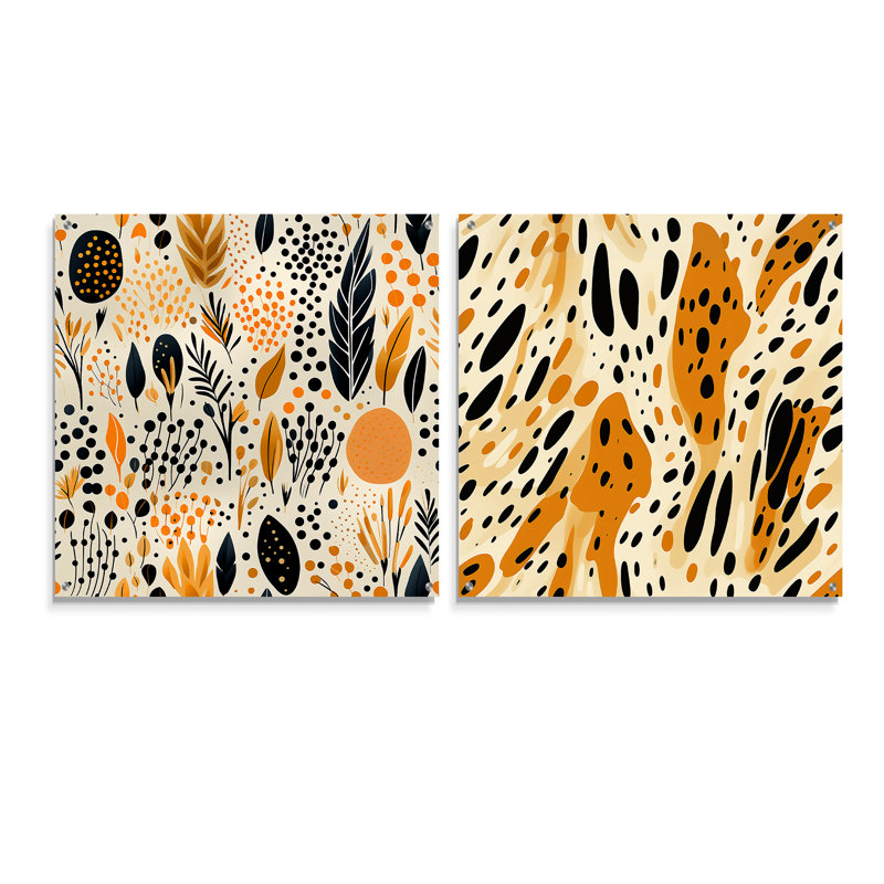 Theodosia - Ensemble de 2 peintures murales abstraites en acrylique, H 36 po x l 73 po