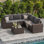 Ensemble de canapé modulaire d'extérieur avec coussins pour 6 personnes 6 pièces