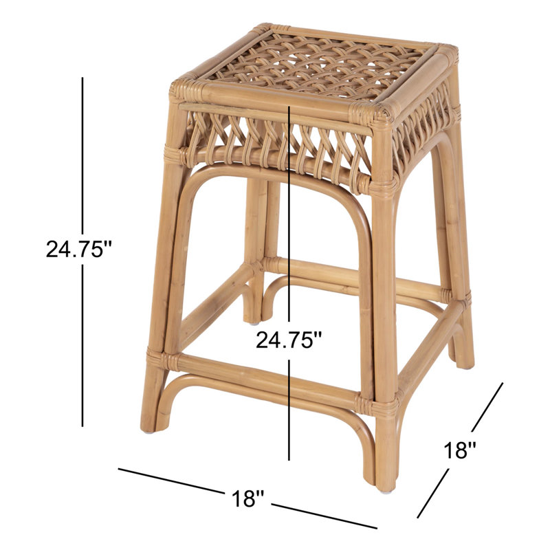 Antigua 24.75 in. Seat Height Square Rattan Count Stool, Counter Stool (24.75” Seat Height)