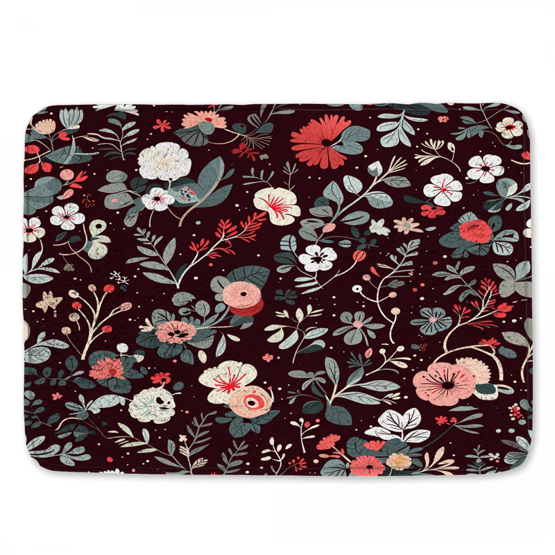 Tapis de bain floral, 34 po L x 21 po L