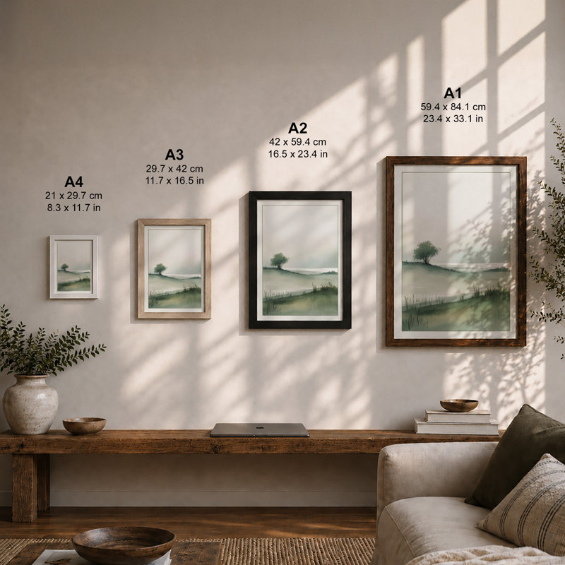 Quiet Reflection Scandinavian - Framed Print, Walnut, A3 - 42.0 x 29.7 cm
