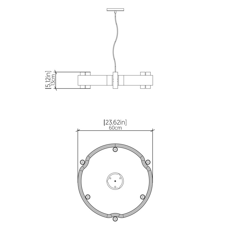 Flow 12 - Light Chandelier, 5.31" H x 23.62" W x 23.62" D, Imbuia