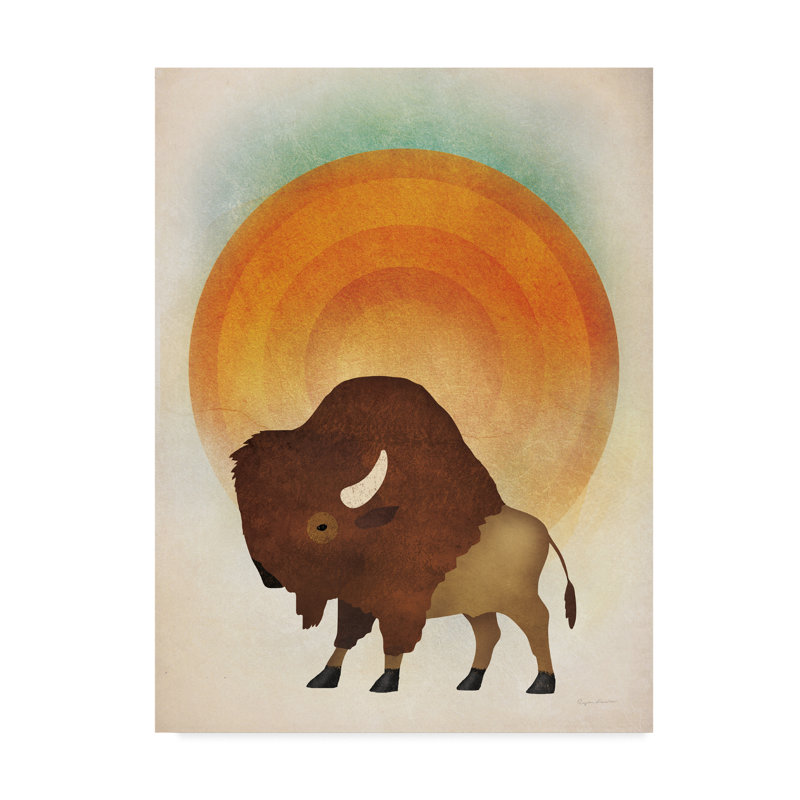 « éblouissante sun bison », art sur toile, H 19 po x l 14 po x P 2 po