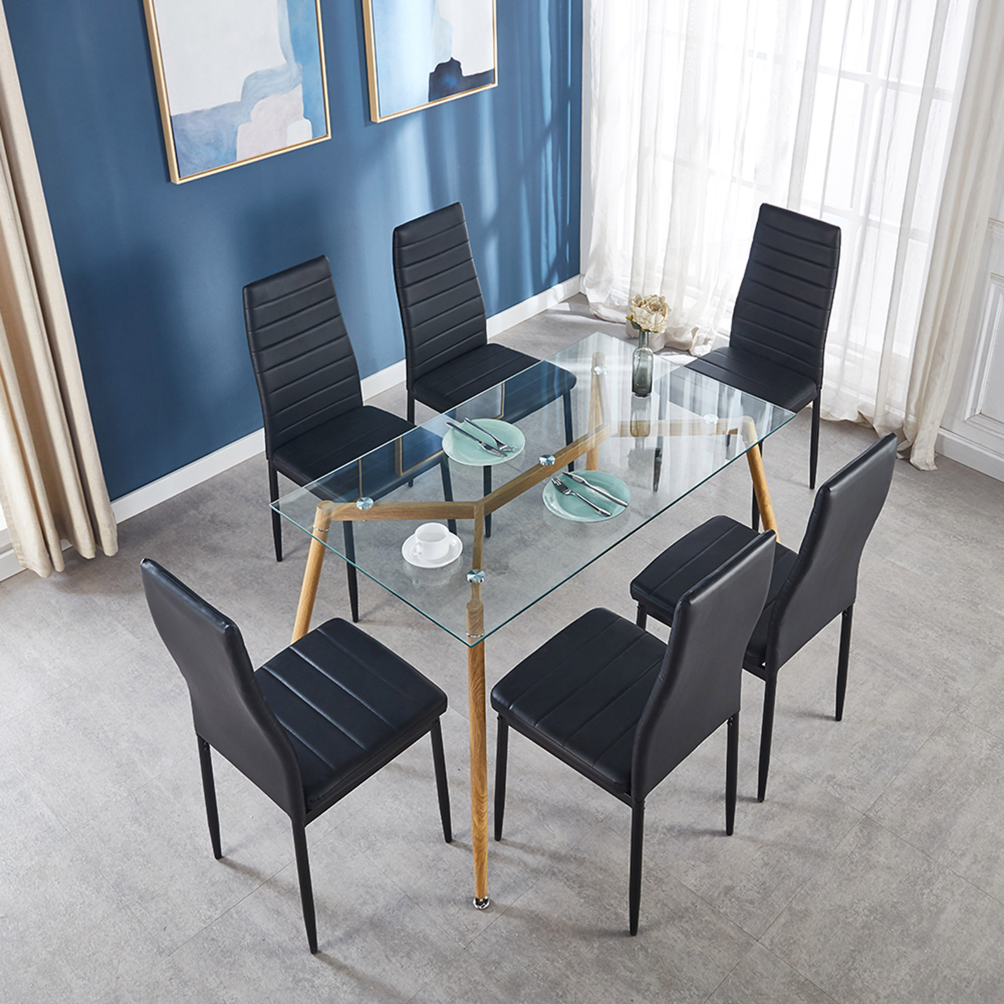 Ivy Bronx Layeska 7 Piece Glass Top Dining Set Wayfair