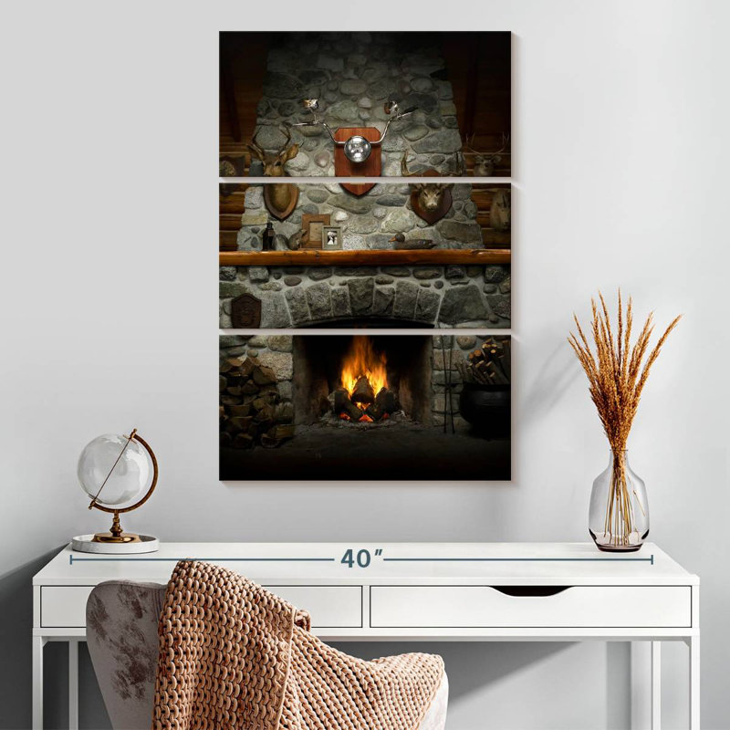Lilie Rustic Stone Fireplace, 32" H x 20" W