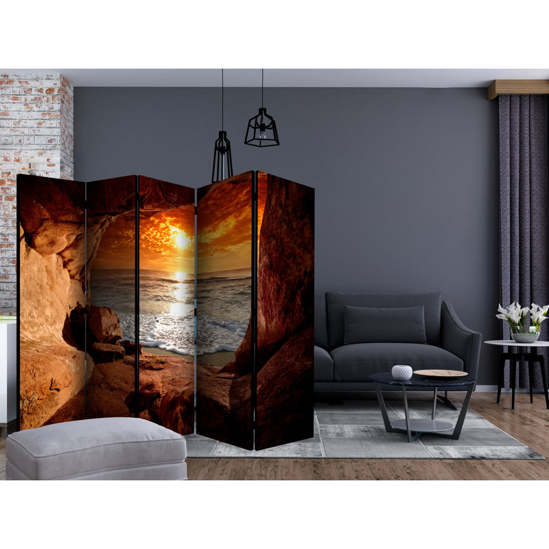 225cm W x 172cm H 5 - Panel Solid Wood Folding Room Divider