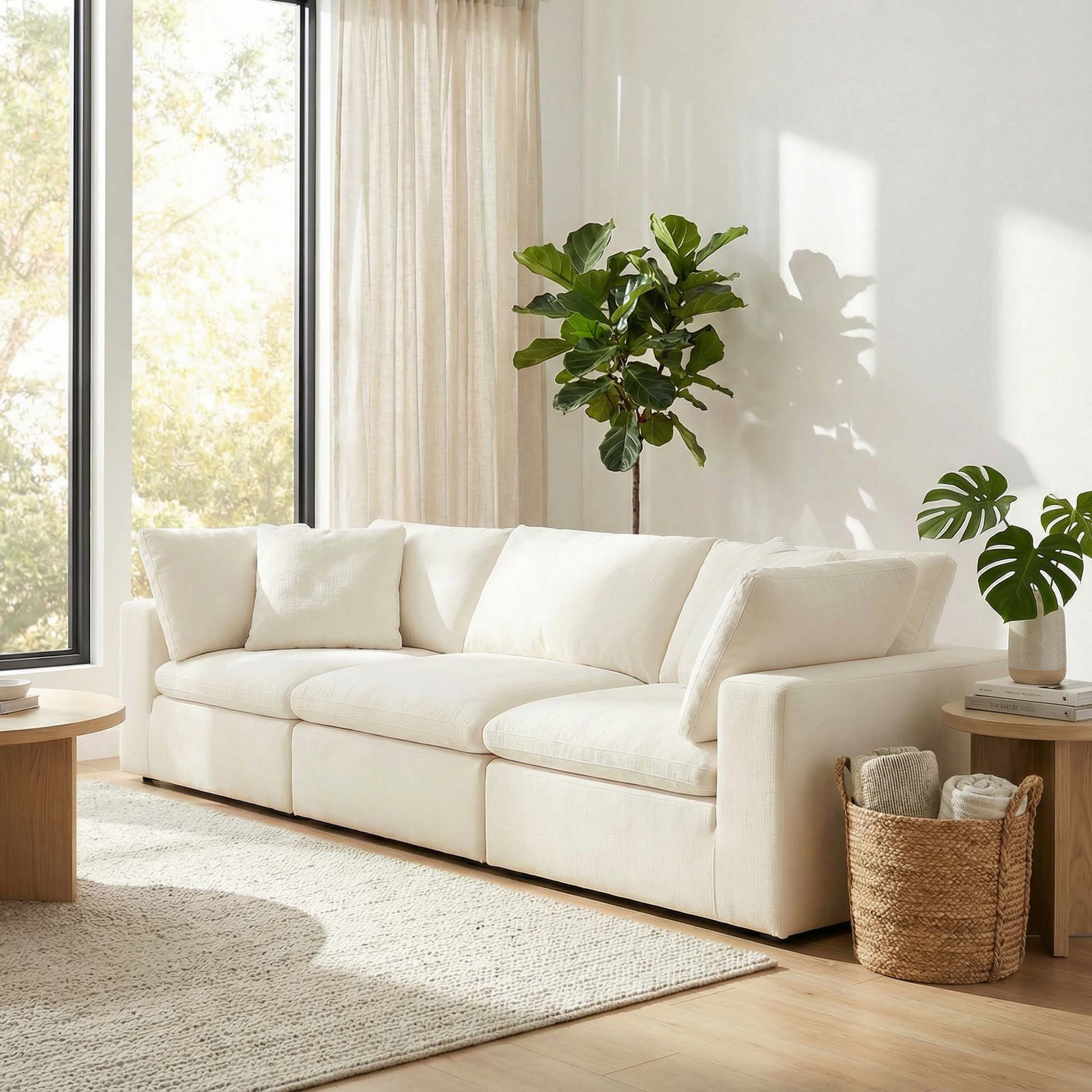 Calana Modular Sectional, Flannigan Cotton, 3 Piece