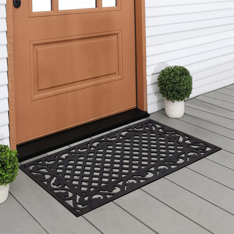 Darby Home Co Issac First Impression Hand Crafted X-Large Abrilina Entry Coir Monogrammed Double Doormat Letter: H