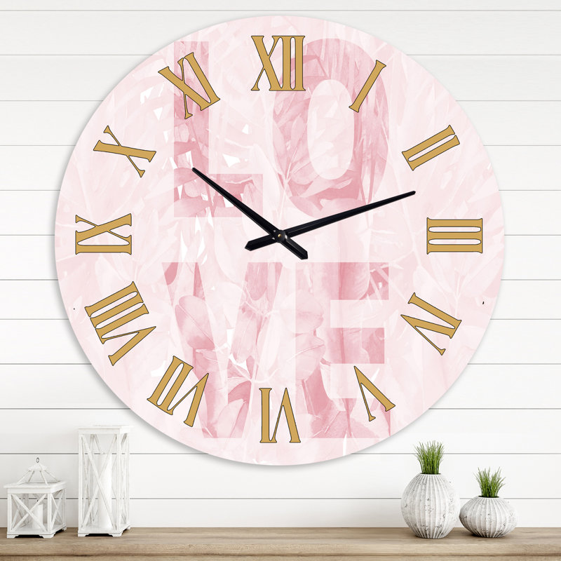 Horloge murale rose pastel Love - Shabby Elegance, Grand