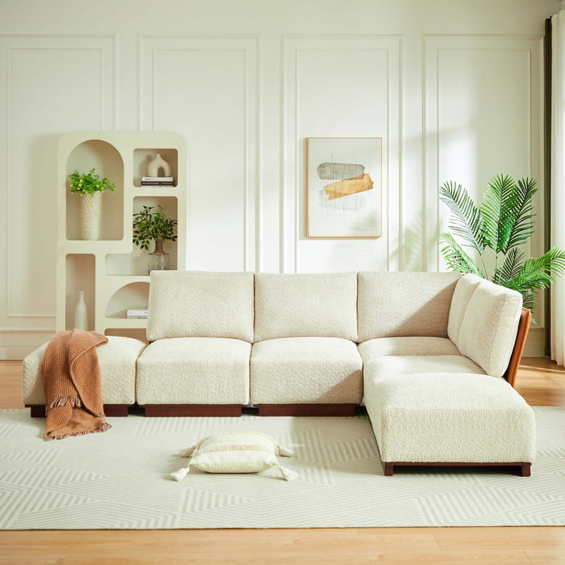 Canapé d'angle modulaire en boucle avec pouf, H 32 po x l 116 po x P 88,5 po, Orienté à droite