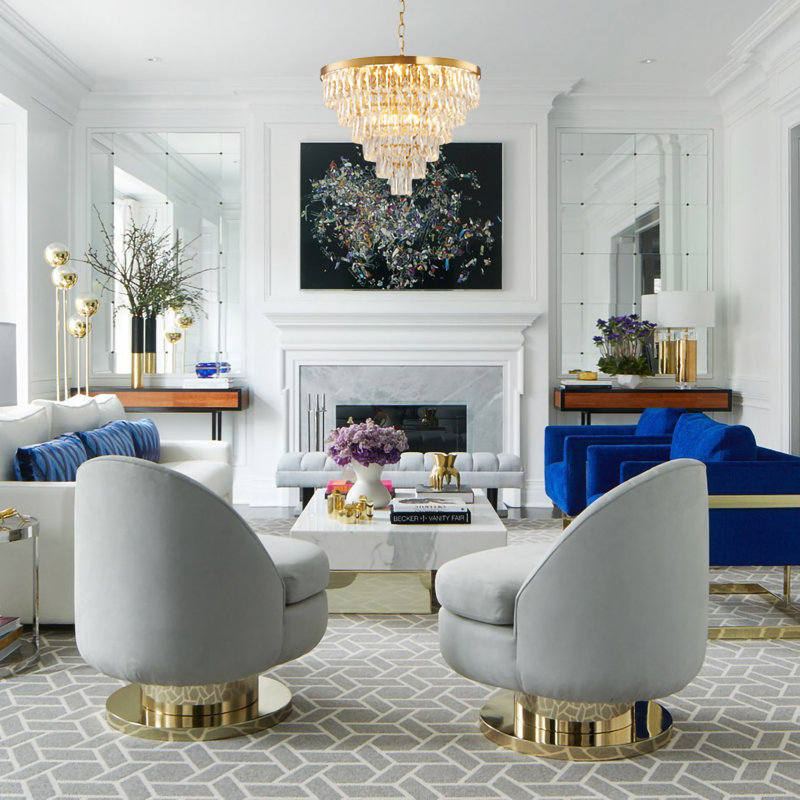 Transitional 16-Light Gold Iron Crystal Chandelier , Gold