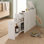 Armoire de salle de bain autoportante de 7,9 po de largeur avec organiseur supérieur rabattable et tiroirs coulissants