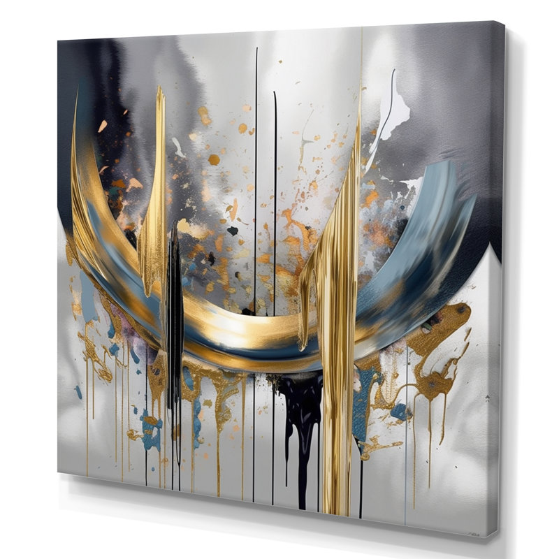 Shapes And Lines Abstract Marble III - Art mural abstrait en marbre, H 24 po x l 24 po x P 1 po, Toile tendue