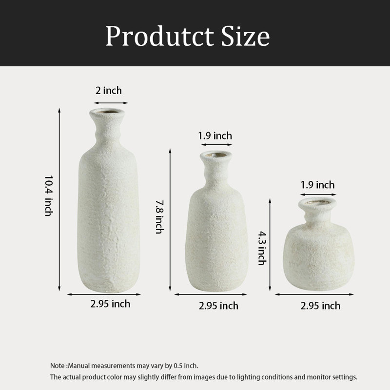 Ensemble de 3 vases en céramique, Blanc