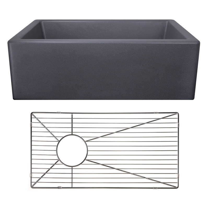 Reinart 30'' L Single Basin Kitchen Sink, Gray