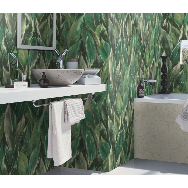 Rouleau de papier peint L 33 pi x l 20,9 po Cropper Banana Leaf, Vert