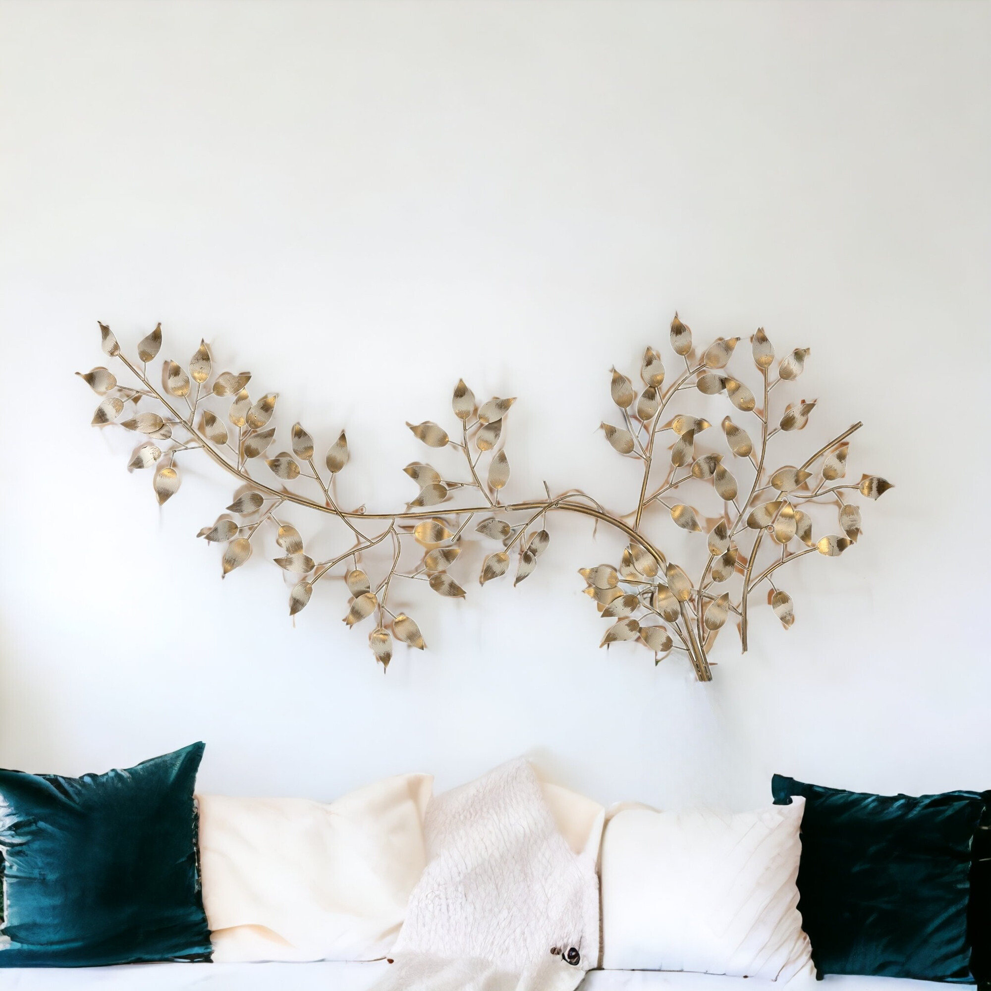 Three Posts Brushed Gold Flowing Leaves Metal Wall Decor & Reviews
