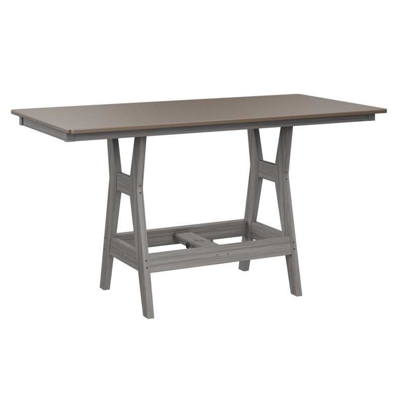 Table de bar rectangulaire 66 po Berlin Gardens Harbor, Bronze martelé, Bois flottant gris, H 38,87 po x l 66 po x P 33 po