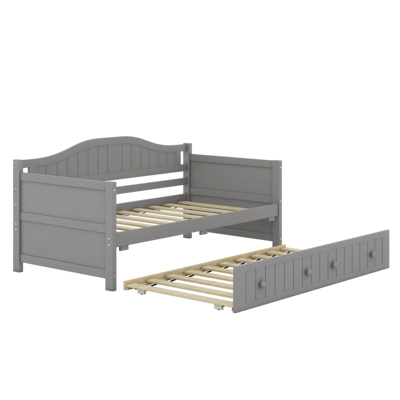 Multi-Functional Wooden Daybed with Trundle Bed, Gray