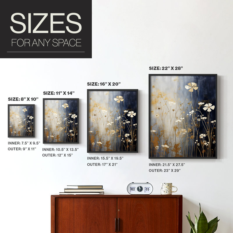 FLORAL Series CCCCXC - reproduction encadrée de qualité supérieure - prête à être accrochée - aucun clou requis - aucun clou requis