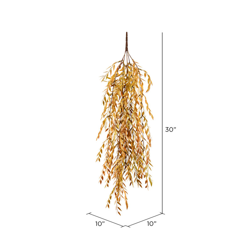 Artificial 30" Salix Leaf Hanging Bush, Brown