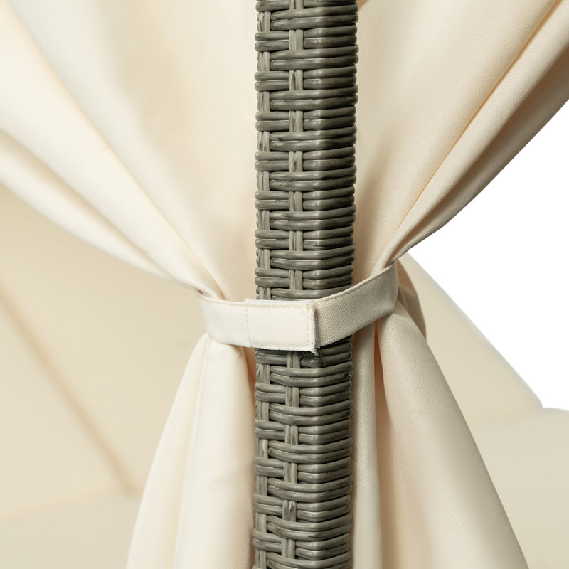 Adjustable Sun Bed With Curtain, Beige