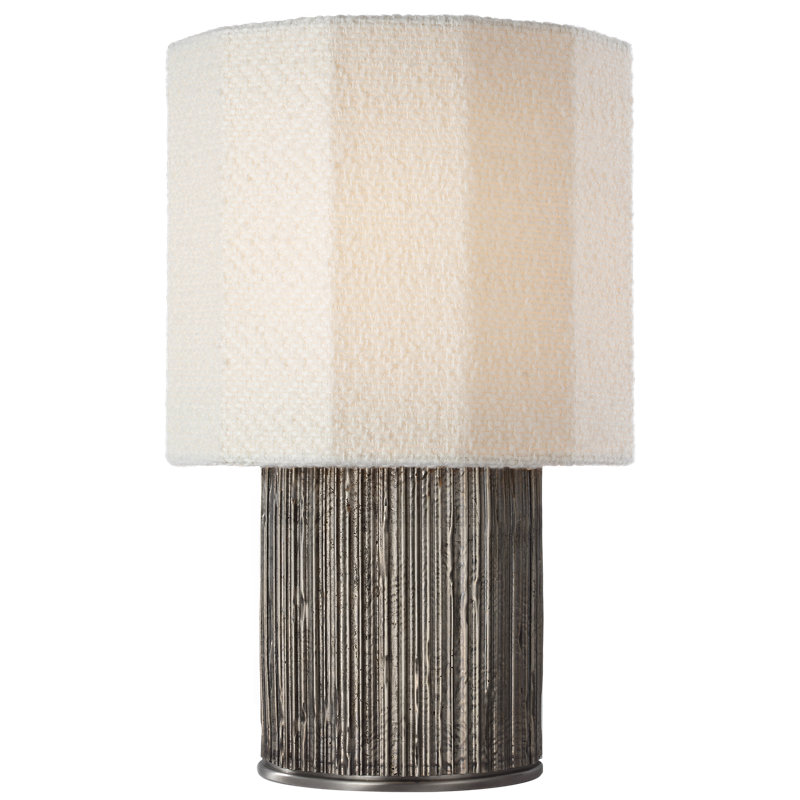 Anne-Marie Barton Fumar Table Lamp with Bouclé Shade, Gray, 17.5" H x 11" W x 11" D