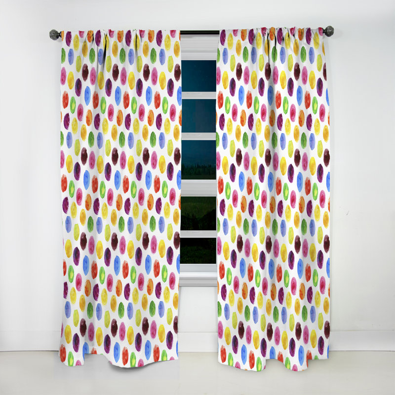 Motif avec taches aquarelles multicolores - Rideau simple occultant moderne, L 52 po x L 63 po