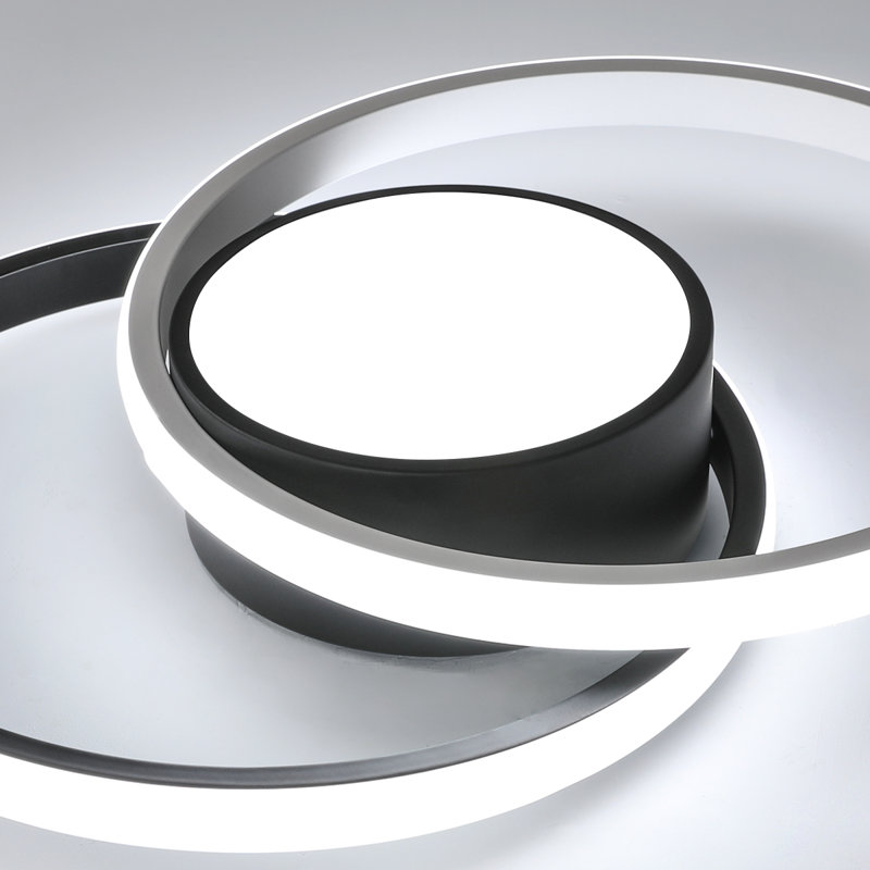 2-Light 40cm Oval LED Ceiling Light, Black