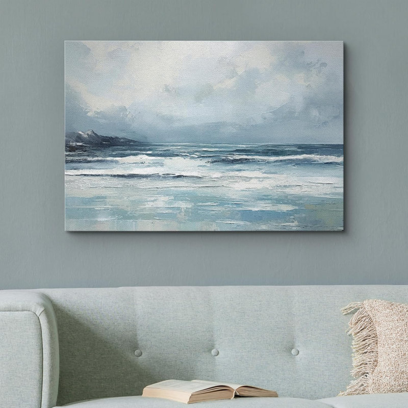 Coastal Beach, bleu marine, océan, vague, plage, nature, sur toile, Toile tendue, H 24 po x l 36 po x P 1,5 po