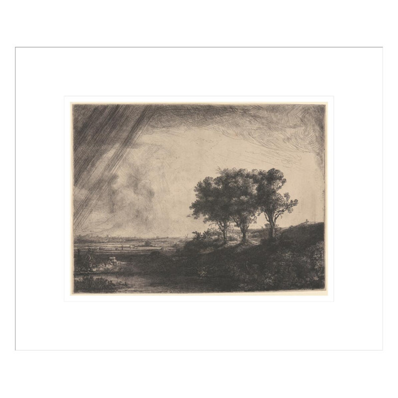 «The Three Trees» par Rembrandt van Rijn - Estampe numérique encadrée, H 13,75 po x l 16,39 po