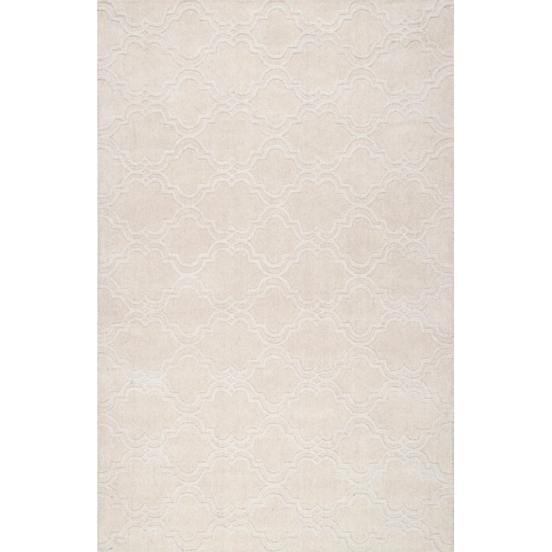 Geometric Wool Hand Woven Area Rug, Rectangle 152 x 244cm