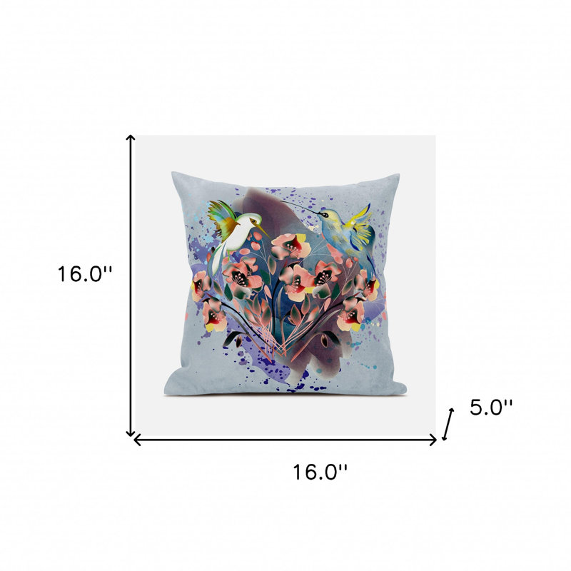Coussin 16 x 16, Brun / bleu / gris